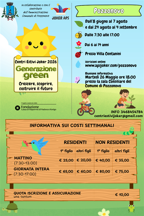 Centri Estivi 2026 - "Generazione green- Crescere, scoprire, costruire il futuro"!
