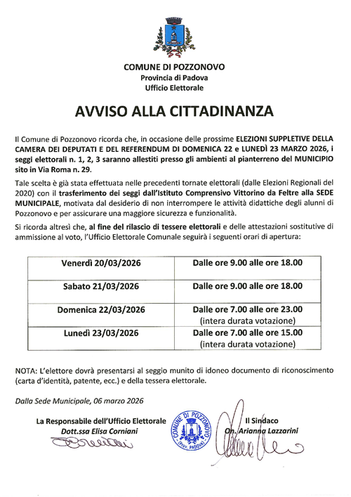 Avviso alla cittadinanza