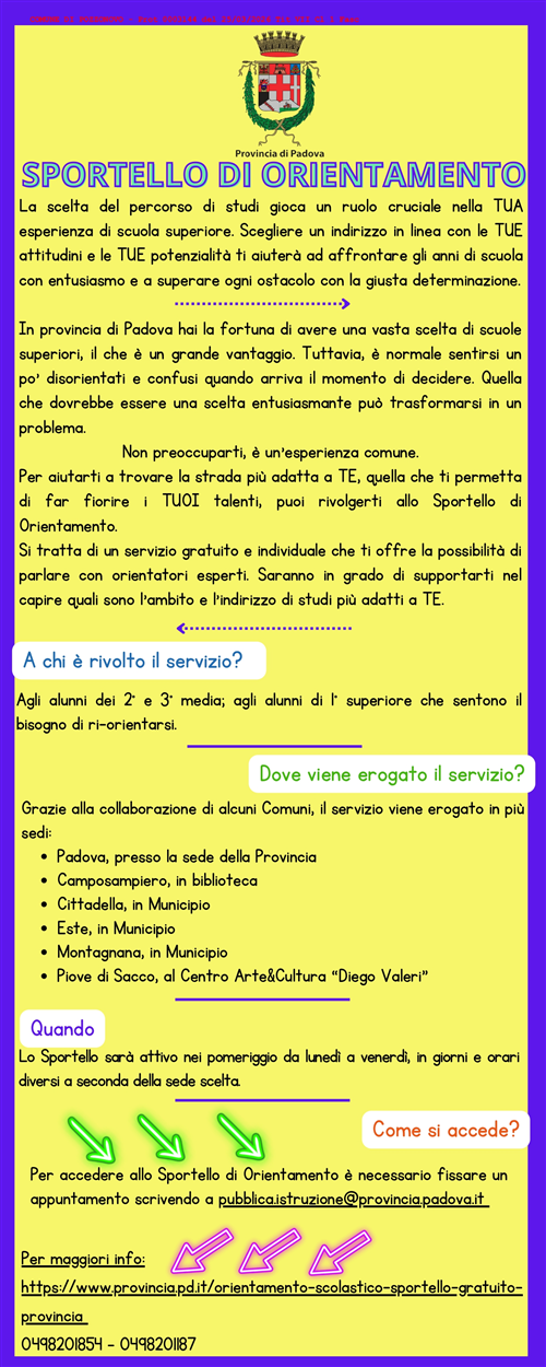 Sportello di orientamento scolastico.