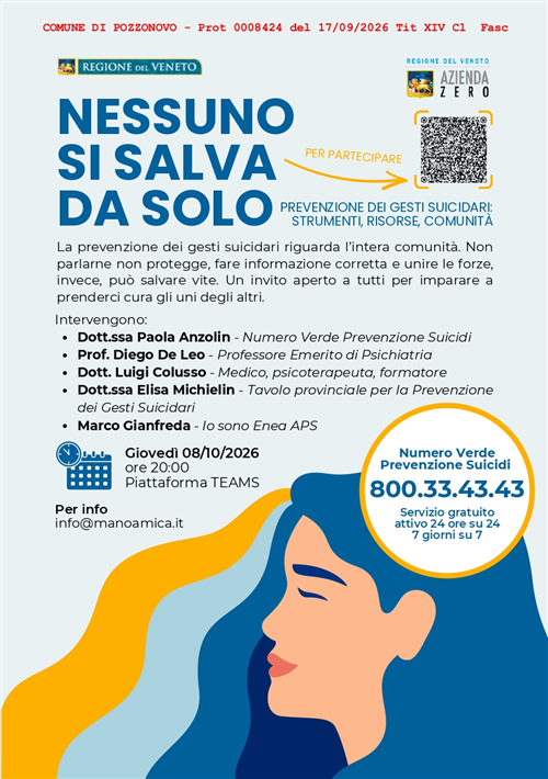 NESSUNO SI SALVA DA SOLO. Prevenzione dei gesti suicidari: strumenti, risorse, comunità