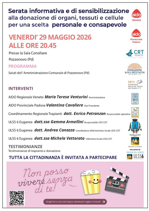 Serata informativa e di sensibilizzazione sulla donazione di organi, tessuti e cellule 
