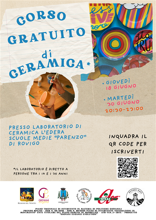 Corso gratuito di ceramica.