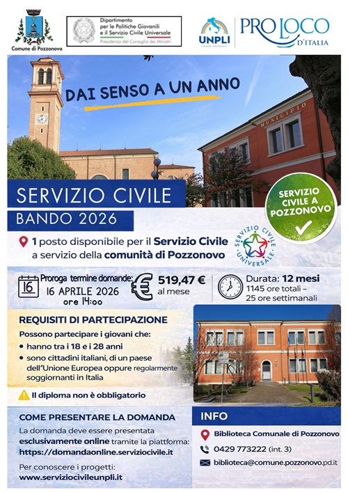 Proroga scadenza Bando Servizio Civile 2026